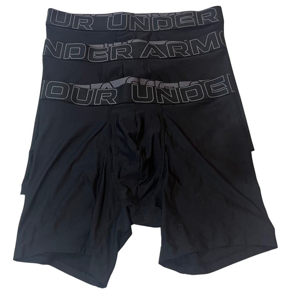 M3-59 UNDER ARMOUR Men's Underwear 6" Boxer Briefs 3-PACK Black Medium